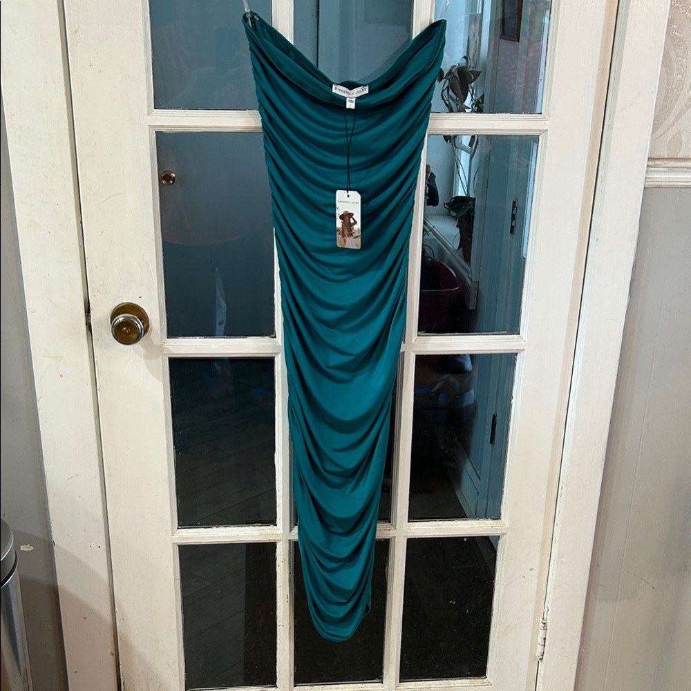 235. Sincerely Jules Teal Strapless Dress